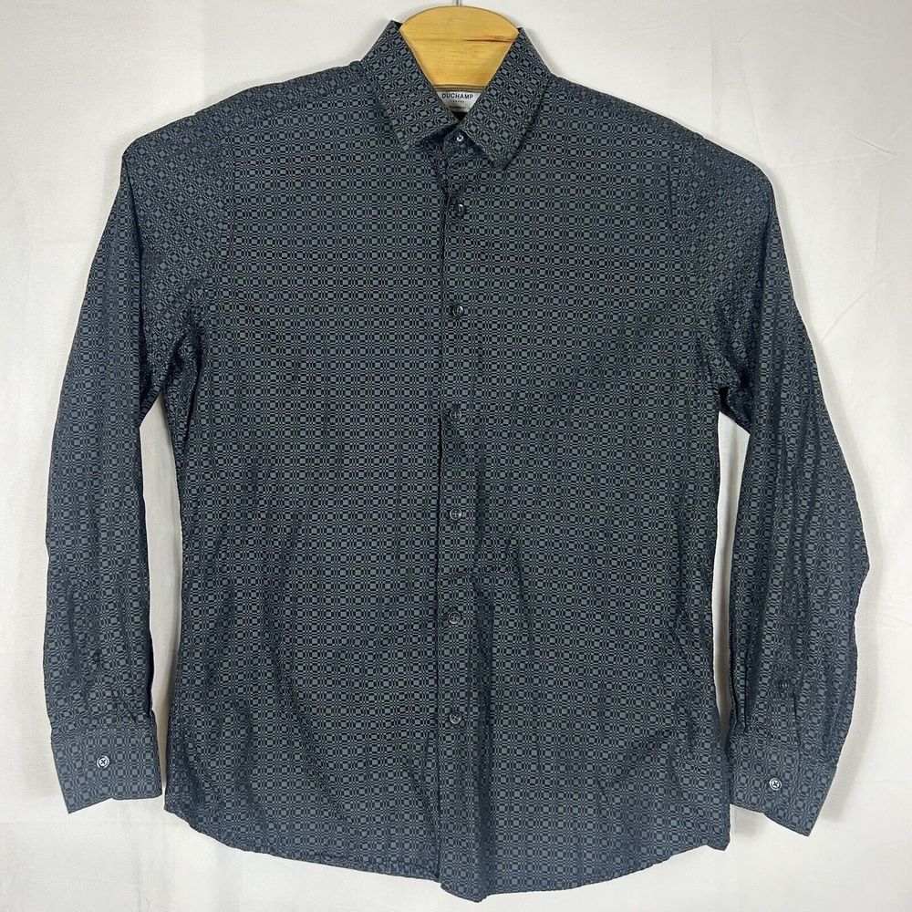 DUCHAMP London Shirt Classic Fit Large 16.5 42 Black Gray Long Sleeve‎ Men’s